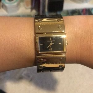 Michael Kors watch patent faux croc strap